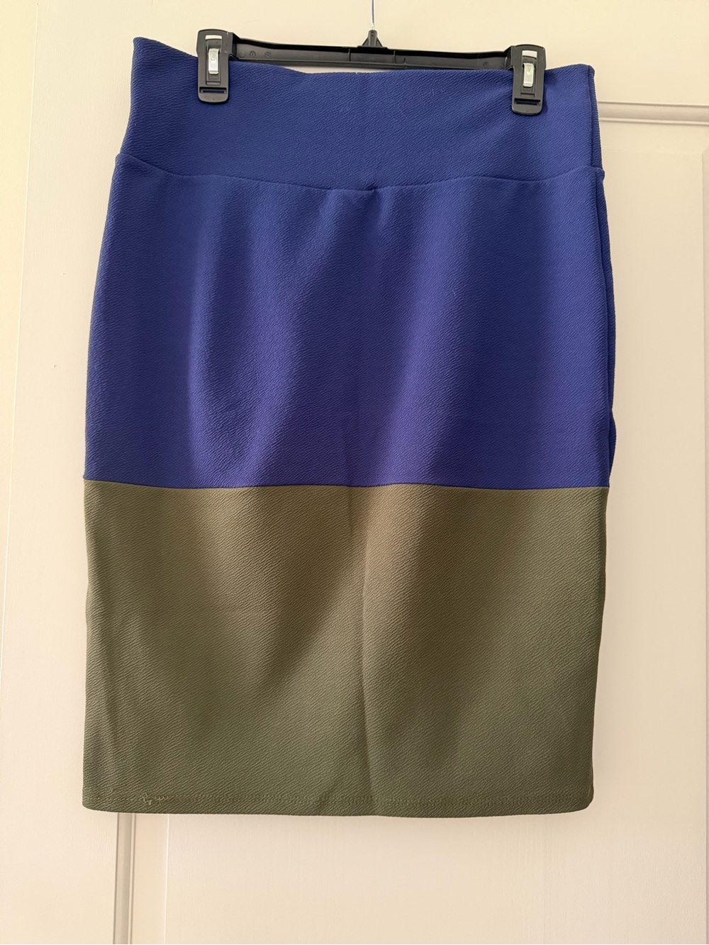 LuLaRoe Colorblock Pencil Skirt in Royal Blue and Olive